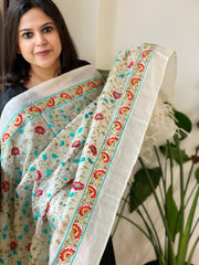 Tussar Silk dupatta with Thread Jaal Embroidery - Masakalee