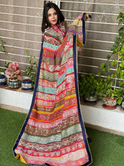 Vintage Dupatta in Pure Georgette, Chiffon - Masakalee