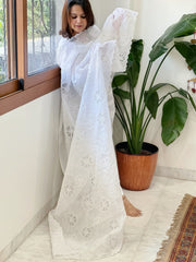White Jaal Cut Work Dupatta in Kota Cotton - Masakalee