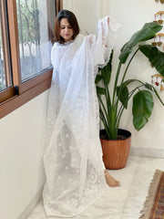 White Kota Cotton Dupatta with Cut Work - Masakalee