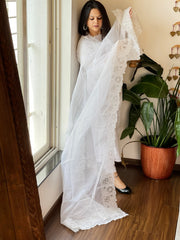 White Kota Cotton Dupatta with Cut Work - Masakalee