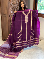 Wine Designer Banarasi Suit Set in Pure Silk - Masakalee