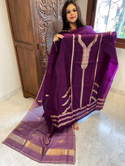 Wine Designer Banarasi Suit Set in Pure Silk - Masakalee