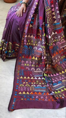 Wine Handmade Lambani Saree in Bangalore Silk - Masakalee