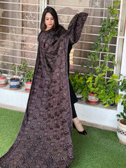 Wine Velvet Dupatta with Thread Embroidery - Masakalee