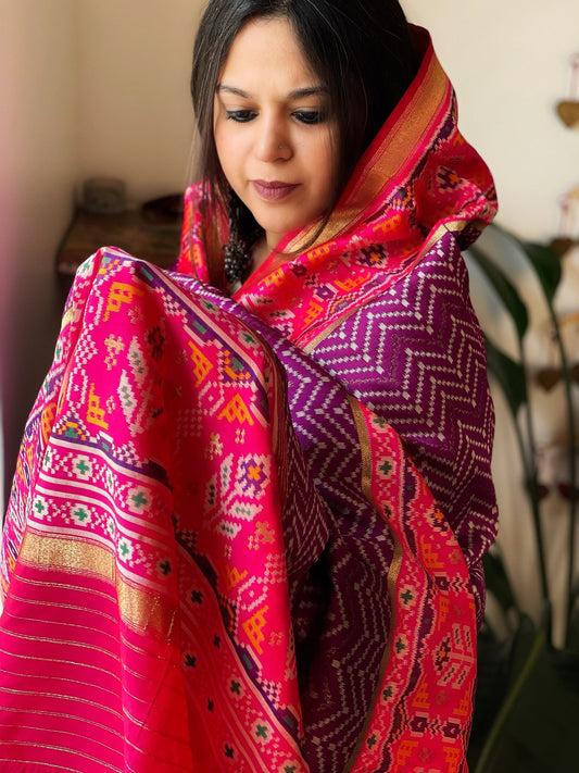 Woven Designer Patola Dupatta in Silk - Masakalee