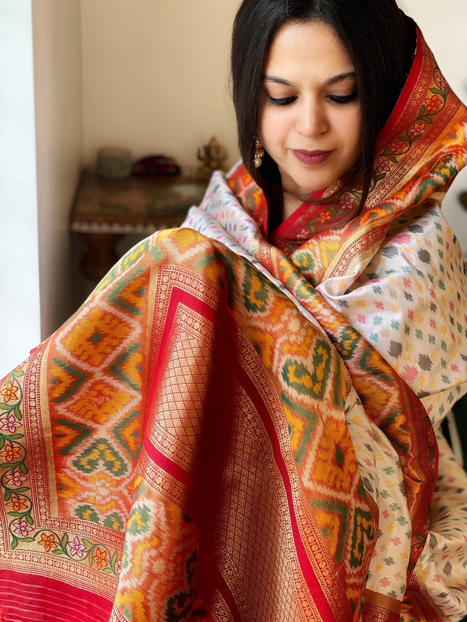 Woven Designer Patola Dupatta in Silk - Masakalee