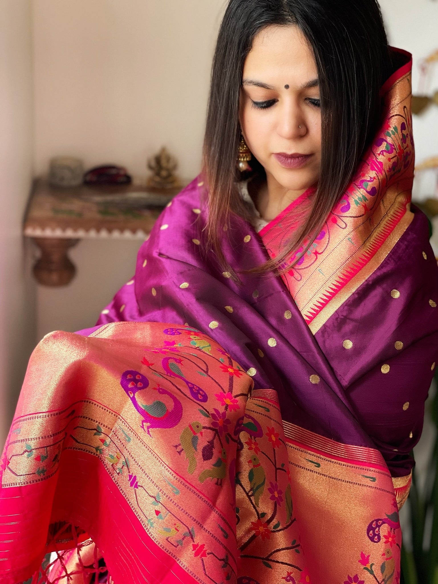 Woven Paithani Dupatta in Silk - Masakalee