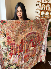 Woven Pashmina Kalamkari Shawl with Embroidery - Masakalee