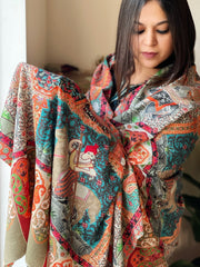 Woven Pashmina Kalamkari Shawl with Embroidery - Masakalee