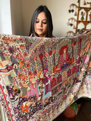 Woven Pashmina Kalamkari Shawl with Embroidery - Masakalee