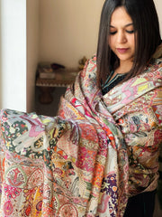 Woven Pashmina Kalamkari Shawl with Embroidery - Masakalee