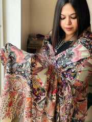 Woven Pashmina Kalamkari Shawl with Embroidery - Masakalee