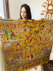 Woven Pashmina Kalamkari Shawl with Thread Embroidery - Masakalee