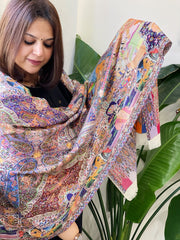 Woven Pashmina Kalamkari Stole with Embroidery - Masakalee
