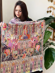 Woven Pashmina Kalamkari Stole with Embroidery - Masakalee