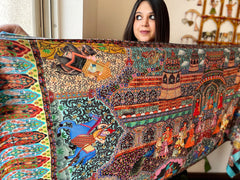 Woven Pashmina Kalamkari Stole with Embroidery - Masakalee