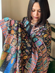 Woven Pashmina Kalamkari Stole with Embroidery - Masakalee