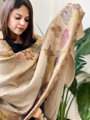 Woven Pashmina Zari Stole with Floral Kaani Pallu - Masakalee