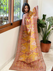 Yellow Chinon Dupatta with Aari Embroidery - Masakalee