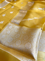 Yellow Designer Banarasi Suit Set in Raw Silk - Masakalee