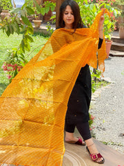 Yellow Kota Silk Leheriya Dupatta - Masakalee